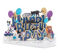 Cardology Biglietto Pop-Up con Gatti di Buon Compleanno | Biglietto di Compleanno 3D per gli Amanti dei Gatti, Biglietto di Beneficenza Battersea | Licenza Ufficiale