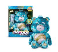 Care Bears Basic Fun - Peluche a forma di pancia scintillante, 35 cm, orso dei desideri, morbido ed ecologico, con distintivo sulla pancia illuminata, da collezione, per bambini e fan