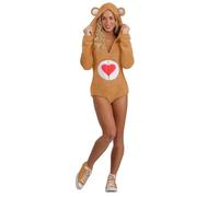 Care Bears - Costume da orsetto Tenderheart da donna, pagliaccetto in pile Sherpa con cappuccio per Halloween, con licenza ufficiale, Marrone, Large