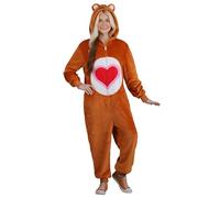Care Bears - Costume da orsetto Tenderheart per adulti, tuta in pile con cappuccio e design a cuore, per Halloween e cosplay, Marrone, X-Large