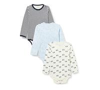 Care Body LS - AOP (3-pack), Body Manica Lunga Bimbi 0-24, Blu Outer Space (718), 6-9 mesi