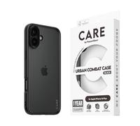 CARE BY PANZERGLASS Cover Urban Combat per iPhone 16 Plus con cornice nera Custodia, plastica riciclata, garanzia anti-ingiallimento, protezione avanzata della fotocamera, compatibile con MagSafe