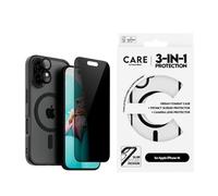 CARE BY PANZERGLASS Kit di Protezione Privacy 3-in-1 per iPhone 16, Pellicola protettiva Schermo Privacy, Cover MagSafe, Protezione per Lenti della Fotocamera, con staffa di montaggio
