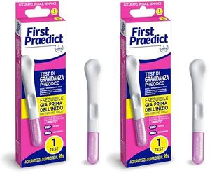CARE for you - First Praedict, Test Precoce di Gravidanza - Test a responso immediato già a 6 giorni prima dell'inizio previsto del ciclo, Nessun'altra marca te lo dice prima, 1 stick per confezione