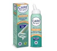 CARE FOR YOU Spray Nasale Ipertonico 100% Acqua di Mare con Aloe Vera e Menta, Decongestionante per Raffreddori e Riniti Idrata, Protegge e Deterge, Senza Gas Propellenti e Conservanti, 120 ml