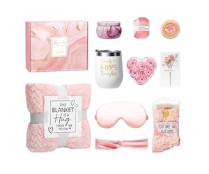 -Care Package For Women, Luxury Relaxation Basket, Flannel Blanket Gift Set, Spa Necessities Included, Mom, Her, Friends, Sister, Birthday, Mother's Day, Get Well Soon