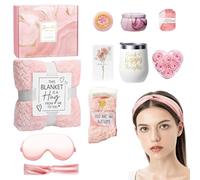 -Care Package, Luxury Spa Gift Basket, 10,63 x 9,06 in Comfort Relaxation Set, Portable Flannel Blanket, Thoughtful Birthday Present for Mom, Her, Sister, Friends, Women's at Home
