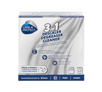 CARE + PROTECT 3 in 1 Decalcificante, Sgrassante, Igienizzante - 12 bustine | Per lavastoviglie e lavatrice, universale in polvere; uso mensile 12 mesi; rimuove calcare, grasso e odori; testato da Candy/