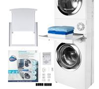 CARE + PROTECT Kit di Incolonnamento Universale Scorrevole - Bianco | Salvaspazio con ripiano estraibile; per lavatrici/asciugatrici 47-62 cm; montaggio facile; compatibile multi-marca; Made in I