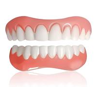 Care Spring 2 Paia di Faccette Dentali Finte A Scatto, Denti A Scatto Superiori E Inferiori, Faccette Cosmetiche Istantanee, Dentiere A Clip per Uomini E Donne