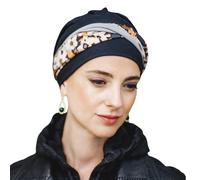 CAREBELL Turbane oncologico preformato modello Elegance Night Flora. Realizzato a mano in tessuto di cotone. Specifico per casi di alopecia o chemioterapia. Perdita di capelli.
