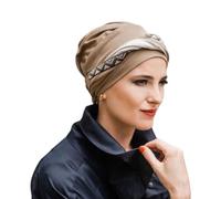 CAREBELL Turbante oncologico/Modello Comfort/Design Brown Inca/Tessuto di Cotone/Confortevole, Traspirante e Morbido/Ideale per Chemioterapia e Alopecia/Fatto a Mano in Spagna