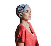 CAREBELL Turbante oncologico/Modello ELEGANCE/Design EXOTIC BLUE/Ideale per chemioterapia e alopecia/Tessuto di bambù/Comodo e traspirante/Certificato Oeko-Tex Standard