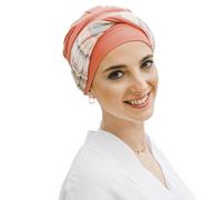 CAREBELL turbante oncologico modello Elegance - Design Mediterraneo Corallo in bambù morbido e traspirante, speciale per chemioterapia, alopecia e pelli sensibili