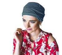 CAREBELL Turbante oncologico/Modello Mare/Varie Tonalità/Tessuto di Bambù/Ideale Pelle Sensibile/Chemioterapia e Alopecia/Fatto a Mano in Spagna/Confortevole e Traspirante, Acciaio 7A, Taglia unica