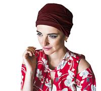 CAREBELL Turbante oncologico/Modello Mare/Varie Tonalità/Tessuto di Bambù/Ideale Pelle Sensibile/Chemioterapia e Alopecia/Fatto a Mano in Spagna/Confortevole e Traspirante, Bordeaux 18, Taglia unica