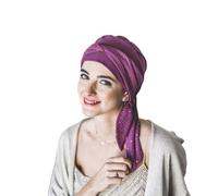 CAREBELL Turbante Oncologico Modello Smooth - Malva Gold, Bambù Morbido e Traspirante, Preformato e Comodo per Chemioterapia, Alopecia e Pelle Sensibile