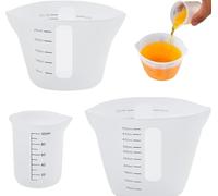 CAREDGO 3 Misurini in Silicone Tazze in Silicone per Resina Caraffa Graduata 100 ml/250 ml/500 ml Misurino per Resina Epossidica Misurino Graduato per Fai da Te, Stampi per Colata, Cucina