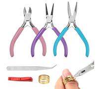 CAREDGO 3 Pinze Gioielli Pinze Bigiotteria Set di Pinze di Precisione Pinza per Orecchini Pinze per Bracciali Pinze per Collane con 1 Righello 1 Pinzetta 1 Anello per Fai da Te Creazione Gioielli