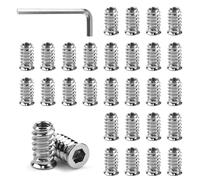 CAREDGO 50 Pezzi Dadi Esagonali Dadi da Avvitare M6x20 Boccole Filettate per Legno Inserti Filettati con 1 Chiave Esagonale per Mobili in Legno