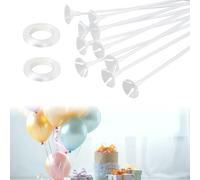 CAREDGO 50 Pezzi Supporto per Palloncini con 50 Bastoncini per Palloncini 50 Base per Palloncini 2 Rotoli di Nastro per Palloncini 10m Base per Palloncini da Tavolo Accessori per Palloncini, 32cm