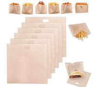 CAREDGO 6 Sacchetti per Toast Buste per Toast Riutilizzabili 16 * 16.5 cm Bustine per Tostapane Antiaderenti e Resistente al Calore per Toast, Panini, Pizza, Snack, per Forno a Microonde