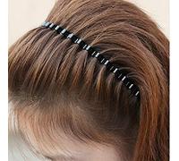 CareforYou® - Cerchietto per capelli unisex in metallo ondulato, elastico, per lo sport, accessorio per uomo e donna, colore: nero