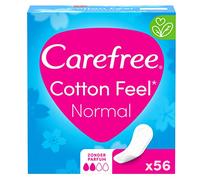 Carefree Cotton Feel - Set di 56 inserti in cotone senza profumo, grado di assorbimento due, taglia normale, confezione da 56 pezzi