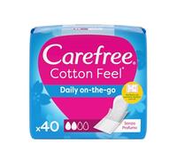 Carefree Salvaslip Cotton Feel Daily on-the-go Senza Profumo, Salva slip donna da portare sempre con sé, Proteggi slip traspiranti e dermatologicamente testati, 40 salvaslip confezionati singolarmente