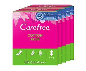 Carefree Salvaslip in cotone e aloe, confezione da 5 pezzi = 280 salvaslip