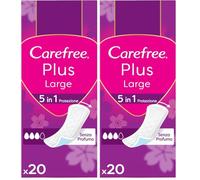 Carefree Salvaslip Plus Large Senza Profumo, Salva slip donna extra ampio con protezione 5in1 per 8h di sensazione di asciutto, Assorbenti senza profumo ultra sottili per uso quotidiano, 20 salvaslip