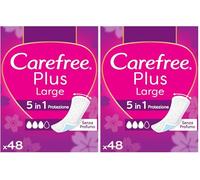 Carefree Salvaslip Plus Large Senza Profumo, Salva slip donna extra ampio con protezione 5in1 per 8h di sensazione di asciutto, Assorbenti senza profumo ultra sottili per uso quotidiano, 48 salvaslip