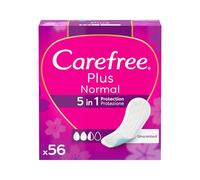 Carefree Salvaslip Plus Normal Senza Profumo, Salva slip donna con protezione 5in1 per 8h di sensazione di asciutto, Assorbenti senza profumo ultra sottili per uso quotidiano, 56 salvaslip