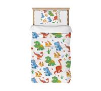 Caregchrisj Copripiumino Singolo Bambini 135x200cm, Microfibra Bianco Dinosauri Biancheria da letto 2 Pezzi - Copripiumino 135x200 + 1 Federa 50X75cm