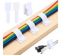 Carehabi 100 pezzi di fermacavi autoadesivi, 30x90 mm per la cable management, accessori scrivania a strappo con tenuta extra forte, organizer cavi in nylon regolabili, rimozione senza residui, bianco