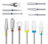 Carehabi 12 Pezzi Ricamo Levigatrice Unghie Professionale Punta Levigatrice Chiodo Ceramica Per Rimuovere Gel e Cuticole