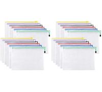 Carehabi 12 sacchetti portadocumenti con chiusura lampo A4, custodia impermeabile Document Case, tasca con cerniera per documenti, cosmetici, accessori da viaggio (Confezione da 2)