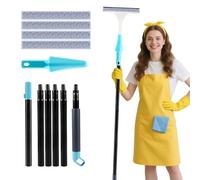 Carehabi 2 in 1 Lavavetri Telescopico 65cm-154cm Spazzola Lavavetri Kit Pulizia Vetrate con Spazzola e Tiraacqua per Vetri per Bagno Auto Vetro Finestre