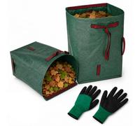 Carehabi 2X 272L Sacchi per Rifiuti da Giardino Sacchi da Giardinaggio con Maniglie Guanti Antistrappo Idrorepellente Sacchi da Giardino Riutilizzabili per Foglie Rifiuti Detriti