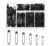 Carehabi 300 Spille da Balia, 6 Misure 18-53 mm, Nero