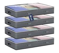 Carehabi 4 Pezzi Contenitori Sottoletto 75L Organizer Armadio Contenitori per Armadio Salvaspazio per vestiti coperte cuscini organizzazione guardaroba - 100 x 50 x 15 cm Grigio