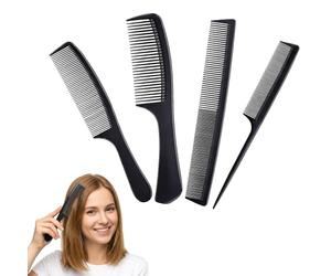 Carehabi 4 Pezzi Pettini per Capelli, Spazzola Capelli Antistatico Multifunzionale con Pettine a Coda, Strumento di Styling per Parrucchiere e Barbiere, per Uomo e Donna, Nero