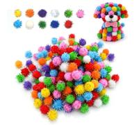 Carehabi 500 Pezzi Pompon Glitterati per Lavoretti Creativi 15mm Mini Pompom Colorati con Fili di Lametta per Decorazioni Fai da Te Pasqua Natale Artigianato