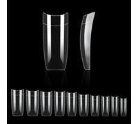 Carehabi 500pcs Acrilico Unghie finte Trasparente Posa Americana Chiodo Con Valigia Di Stoccaggio Per Studi Di Manicure E Diy Nail Art A Casa 10 Misure