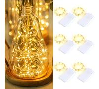 Carehabi 6 Pezzi Lucine LED Decorative a Batteria Ricaricabile USB-C, 2m 20 LED Luci LED a Batteria per Interni, Filo d'Argento Flessibile per Bottiglie, Vasi, Natale, Camera da Letto, Bianco Caldo