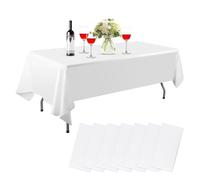 Carehabi 7 Pezzi Tovaglia usa e getta, bianca tovaglia usa e getta 137 x 274 cm in plastica usa e getta, per matrimoni compleanni gastronomia picnic