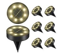 Carehabi 8 Pezzi lampade solari da giardino, luci da esterno giardino solari, IP68, impermeabili,luci solari esterno per scale esterne, gradini, recinzioni, cortili, terrazze, marrone, bianco caldo