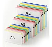 Carehabi A4 A5 A6 Sacchetto di Zip Impermeabile Trasparente 15 Pezzi, Buste Plastica Richiudibili, Cartelline Porta Documenti Viaggio per Ufficio Scuola, Organizzazione Ricevute Cosmetici