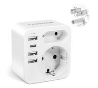 Carehabi Adattatore da presa USA, adattatore da Francia a USA con 3 USB-A e 1 USB-C, adattatore per presa americana, adattatore da viaggio per USA Canada Americano Messico Thailandia, adattatore di
