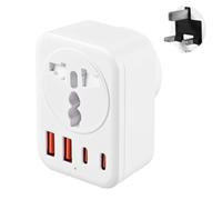 Carehabi Adattatore Presa Inglese con 2 USB C + 2 USB-A | Adattatore UK Presa Universale Connettore Attacco Portatile Raccordo Elettrico per Inghilterra, Irlanda, Scozia
